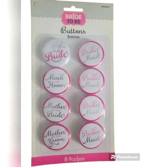 Bride to Be Buttons- 8 Pieces - Picture 1 of 2
